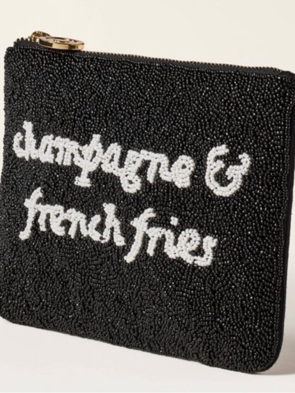 Kate spade new york Black/White Champagne & French Fries Beaded Clutch NWOT